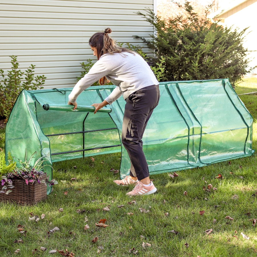 Image 873024_ALTMORE11.jpg, Product 873-024 / Price $129.05, Seedling Cloche Mini Greenhouse with Zippered Doors - Green from Sunnydaze Décor on TSC.ca's Home & Garden department