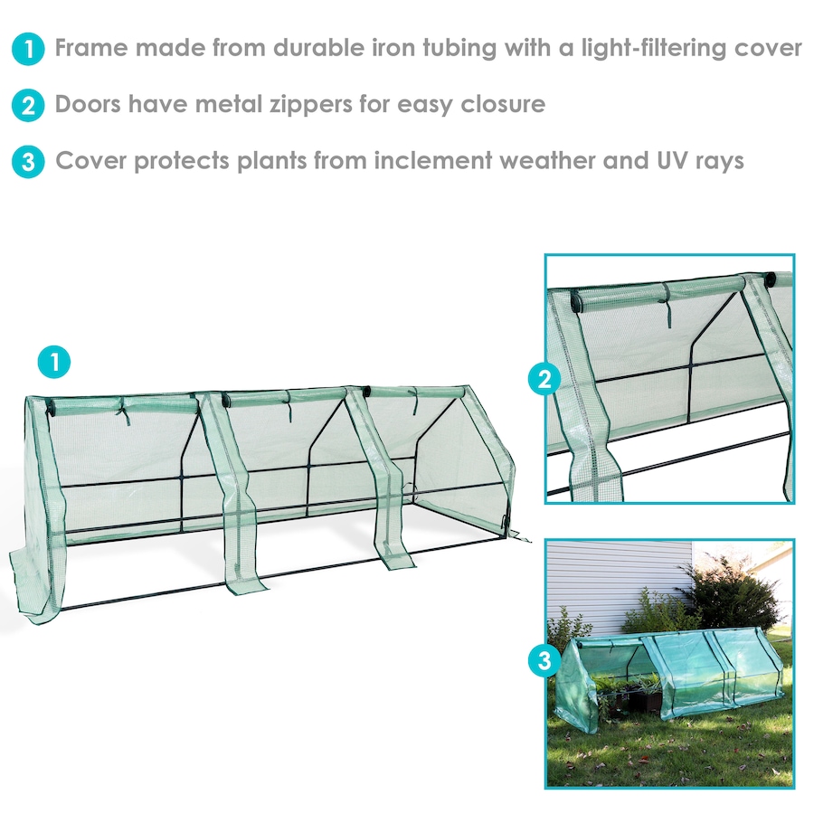 Image 873024_ALTMORE2.jpg, Product 873-024 / Price $129.05, Seedling Cloche Mini Greenhouse with Zippered Doors - Green from Sunnydaze Décor on TSC.ca's Home & Garden department
