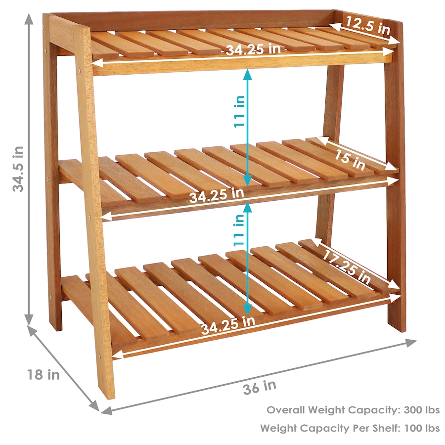 Image 873030_ALTMORE3.jpg, Product 873-030 / Price $284.95, Meranti Wood Garden Shelf - Teak Oil Finish from Sunnydaze Décor on TSC.ca's Home & Garden department