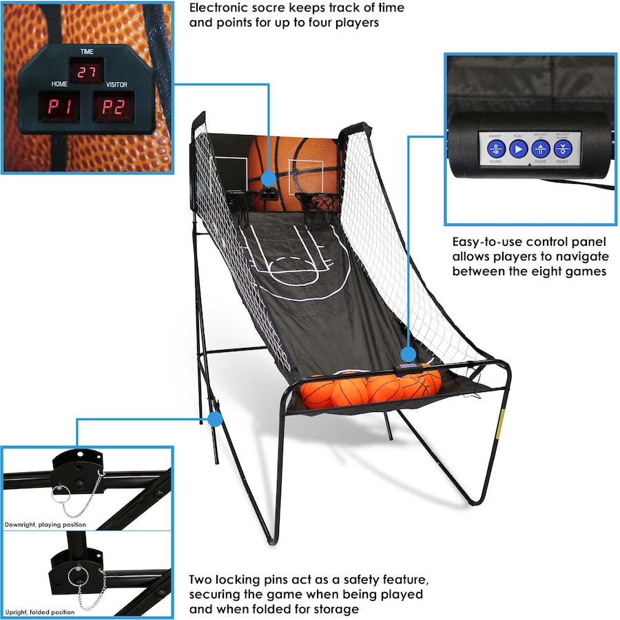 Image 873036_ALTMORE2.jpg, Product 873-036 / Price $283.45, 2-Player Indoor Basketball Game with Electronic Scorer from Sunnydaze Décor on TSC.ca's Home & Garden department