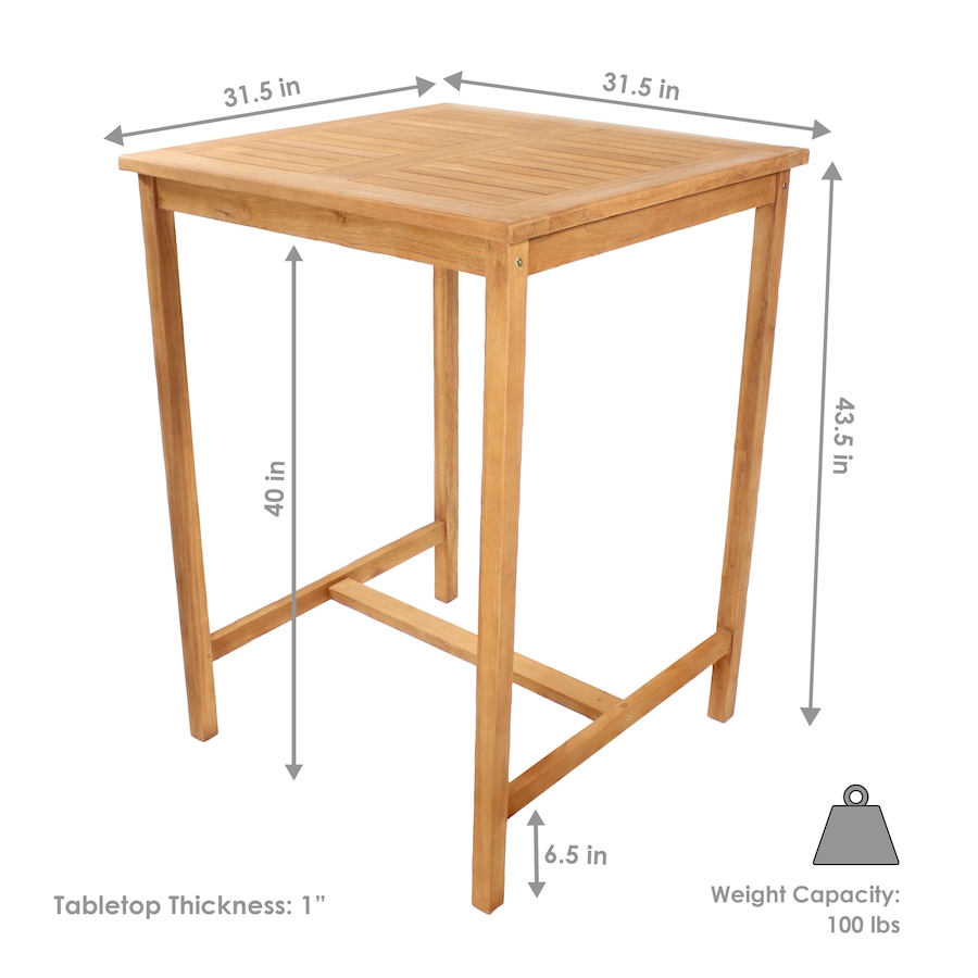 Image 873039_ALTMORE14.jpg, Product 873-039 / Price $415.35, Teak Wood Square Outdoor Bar Table from Sunnydaze Décor on TSC.ca's Home & Garden department
