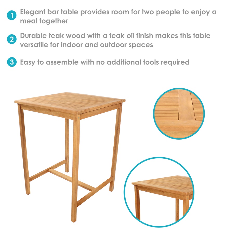 Image 873039_ALTMORE2.jpg, Product 873-039 / Price $415.35, Teak Wood Square Outdoor Bar Table from Sunnydaze Décor on TSC.ca's Home & Garden department