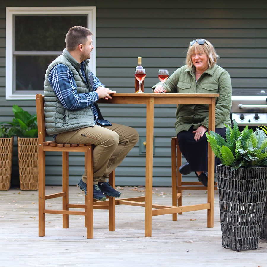 Image 873069_ALTMORE11.jpg, Product 873-069 / Price $945.35, 3-Piece Teak Wood Bar-Height Patio Dining Set from Sunnydaze Décor on TSC.ca's Home & Garden department