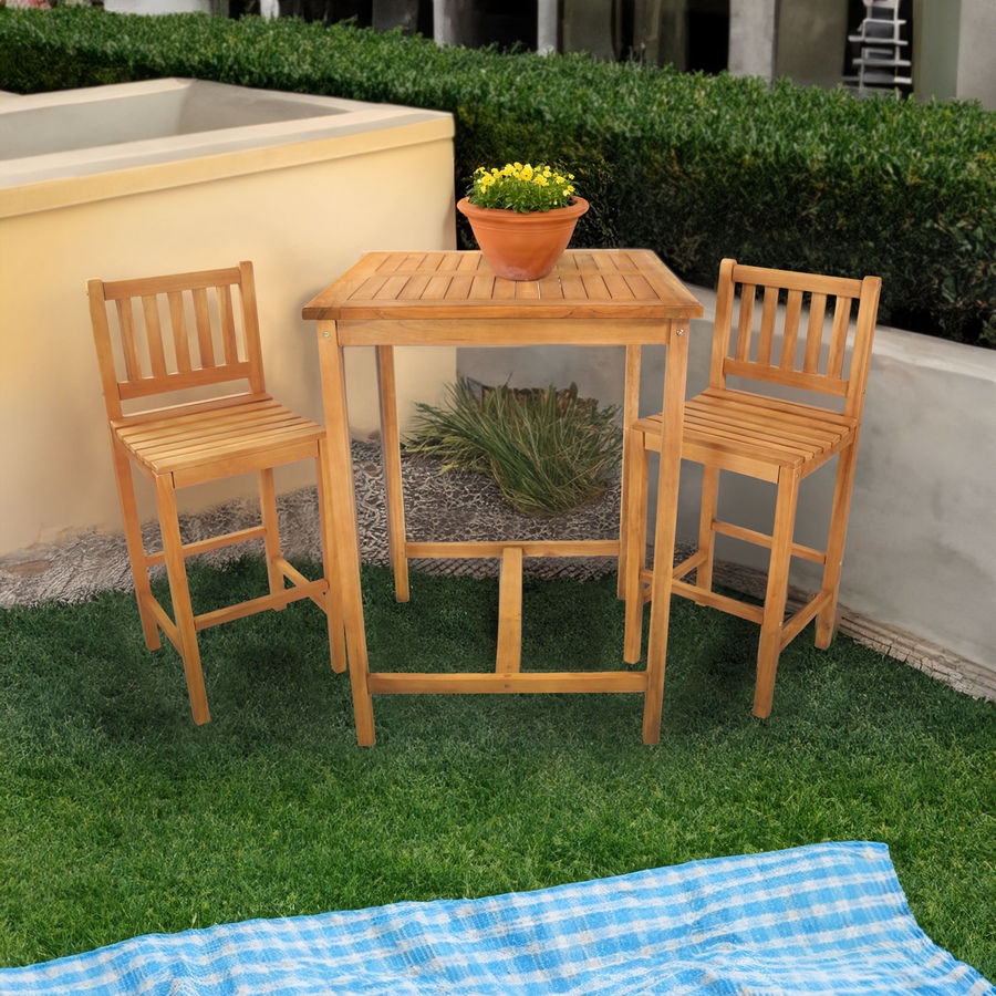 Image 873069_ALTMORE18.jpg, Product 873-069 / Price $945.35, 3-Piece Teak Wood Bar-Height Patio Dining Set from Sunnydaze Décor on TSC.ca's Home & Garden department