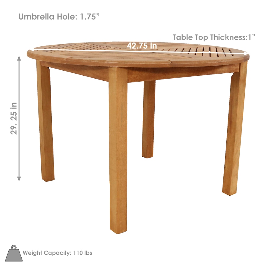 Image 873087_ALTMORE3.jpg, Product 873-087 / Price $451.45, Meranti Wood Round Outdoor Dining Table - Teak Oil Finish from Sunnydaze Décor on TSC.ca's Home & Garden department