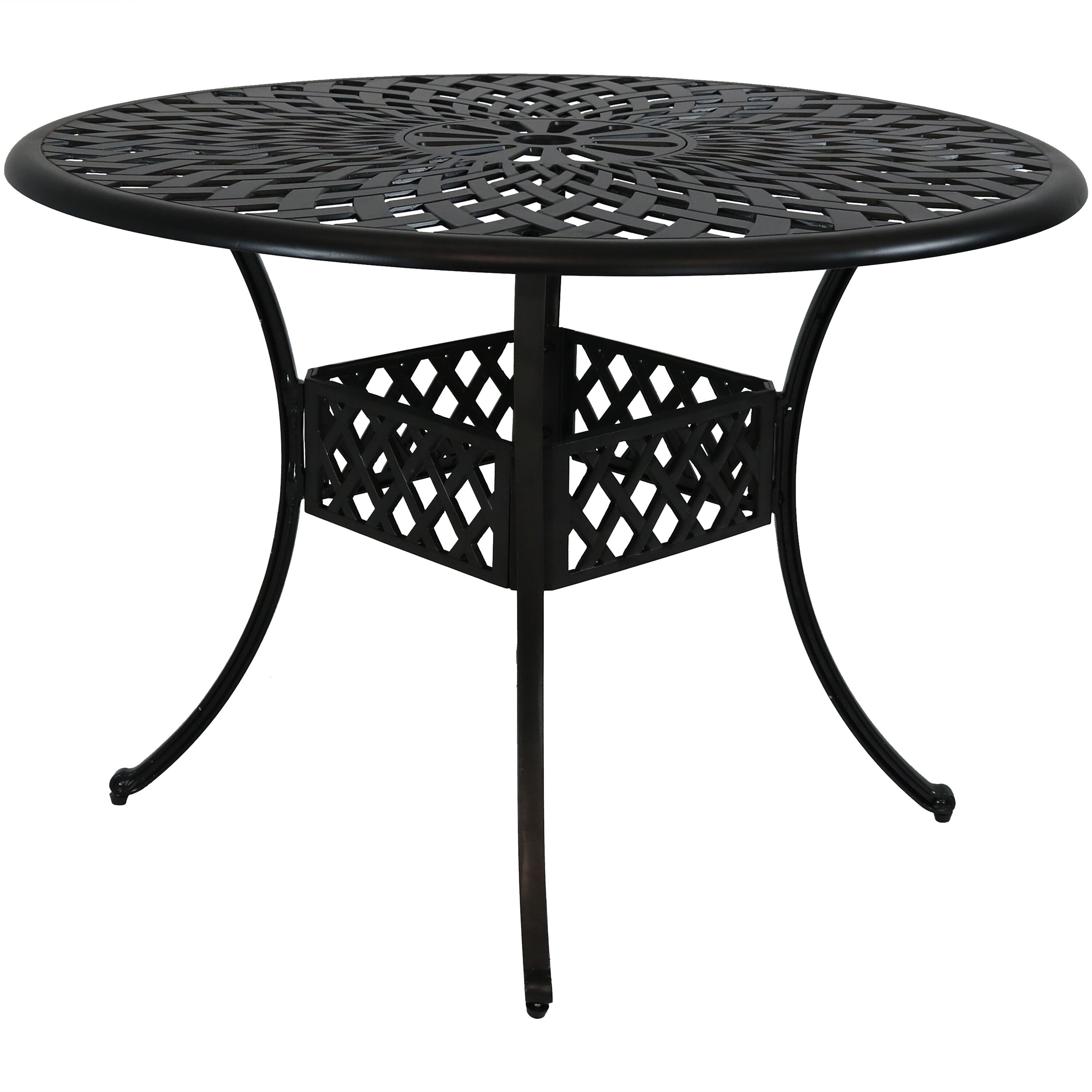 Patio Table - Cast Aluminum with Crossweave Design - 41-Inch