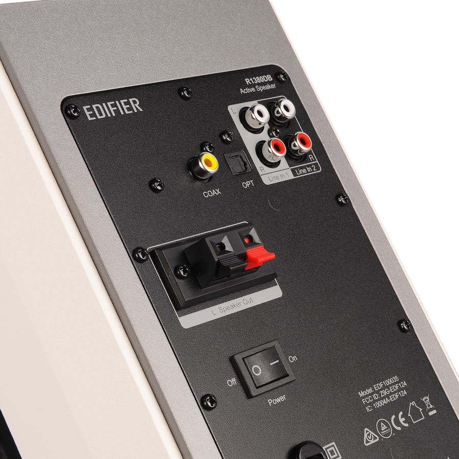 Image 873144_ALTMORE5.jpg, Product 873-144 / Price $209.99, Edifier R1380DB Active Bluetooth Bookshelf Speakers - Optical/Coaxial Input - 2.0 Wireless Studio Monitor Speaker - 42W RMS - White from Edifier on TSC.ca's Electronics department
