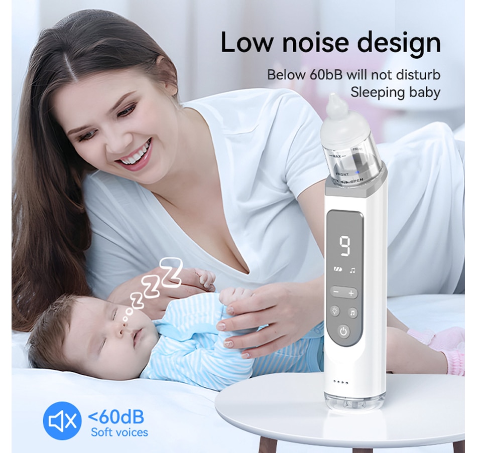 Image 873148_ALTMORE5.jpg, Product 873-148 / Price $59.99, Baby nasal aspirator | nose sucker | Electric Baby nasal care | Automatic baby nose cleaner| USB rechargeable| 9 snot sucker modes | Music & Colorful light soothing function from IMGadgets on TSC.ca's Health & Fitness department