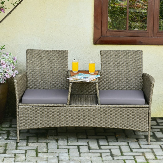 Home Garden Outdoor Living Outdoor Furniture 2 Person Patio Rattan Conversation Furniture Set with Coffee Table TSC Online Shopping for Canadians