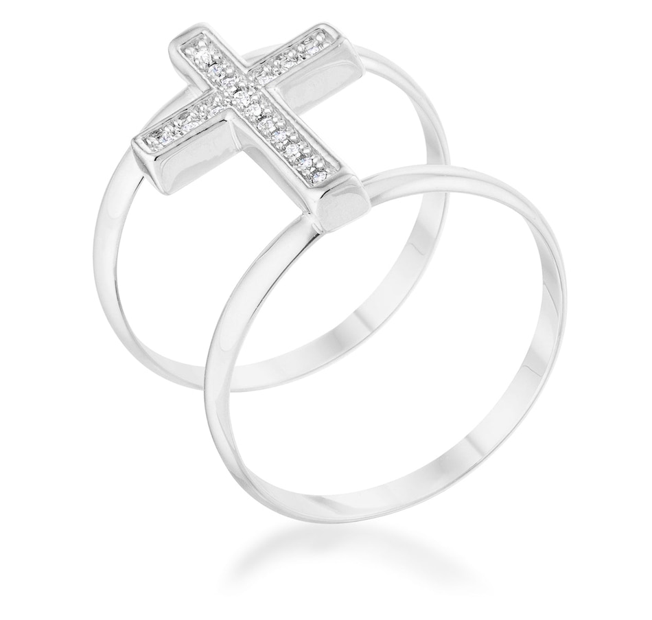 Image 873406_ST02.jpg, Product 873-406 / Price $155.75 - $165.95, Francis 0.08ct CZ Contemporary Cross Ring from Avera Group on TSC.ca's Jewellery department