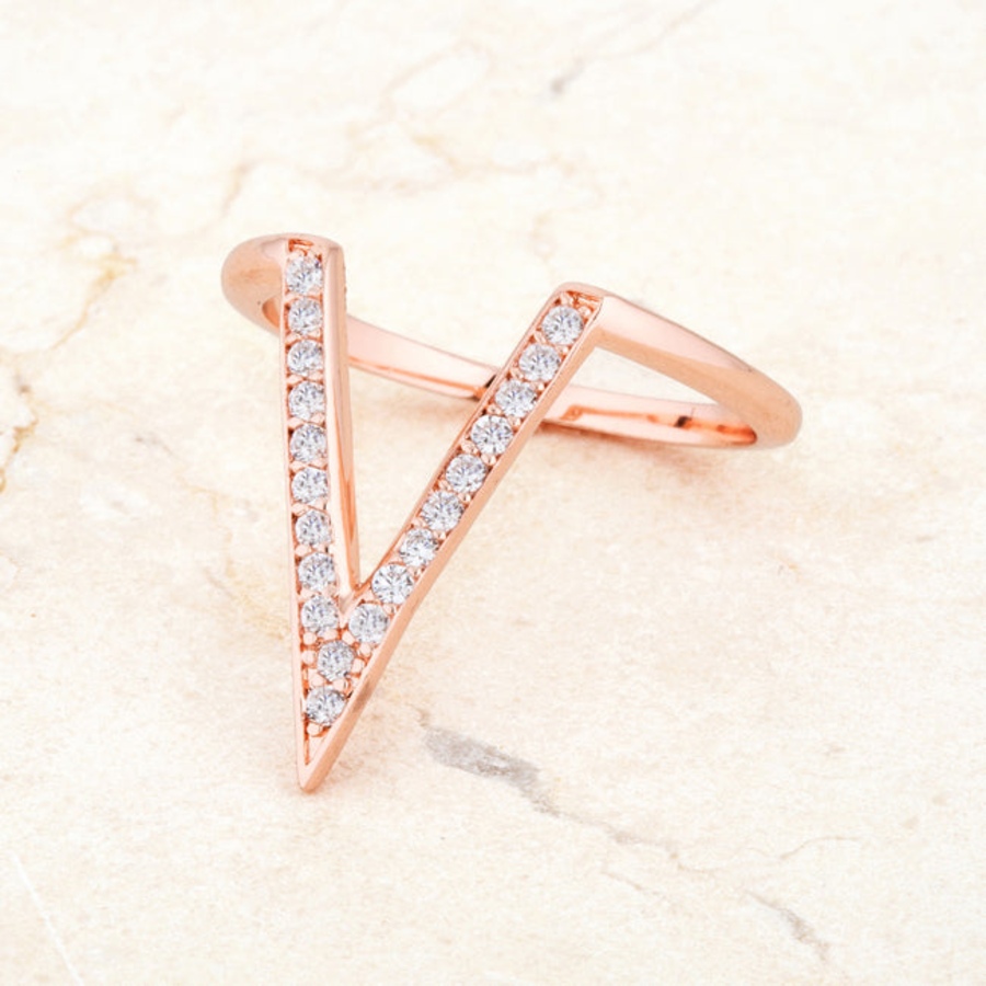 Image 873588_ALTMORE4.jpg, Product 873-588 / Price $138.27, Michelle 0.2ct CZ Delicate V-Shape Ring from Avera Group on TSC.ca's Jewellery department