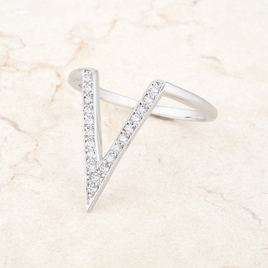 Image 873588_ALTMORE8.jpg, Product 873-588 / Price $138.27, Michelle 0.2ct CZ Delicate V-Shape Ring from Avera Group on TSC.ca's Jewellery department