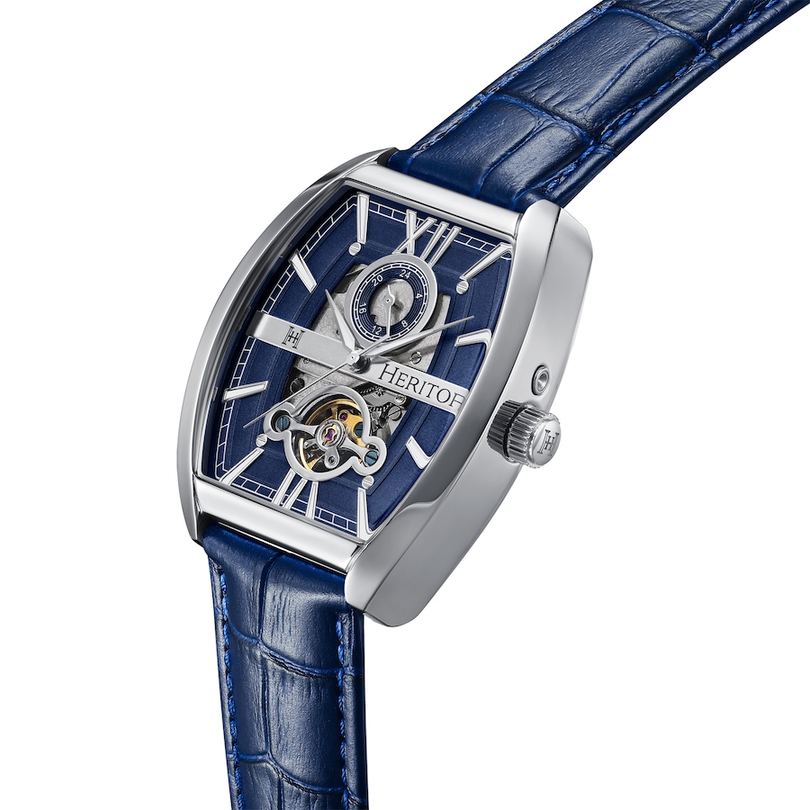 Heritor Automatic Masterson Semi-Skeleton Leather-Band Watch  display picture 1
