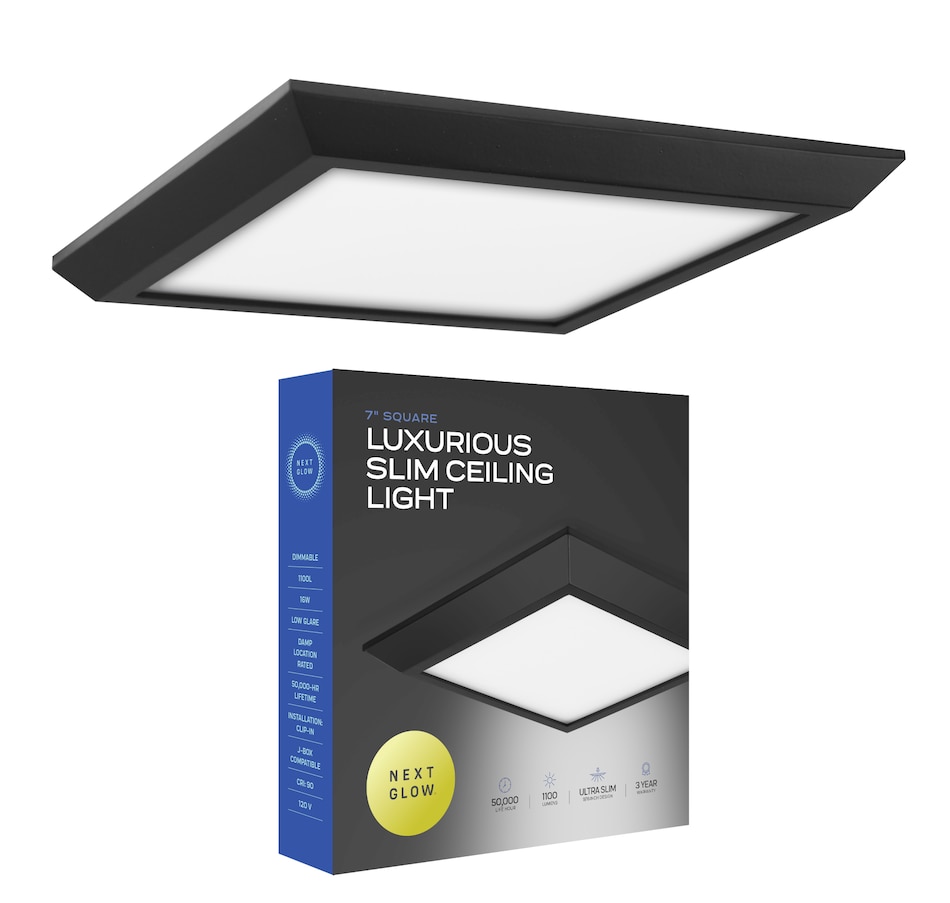 Image 877985_ST01.jpg, Product 877-985 / Price $32.00, Next Glow Ultra Slim 7" LED Ceiling Light Fixture, 3000K Square, Dimmable Flush Mount Light, Black from Next Glow on TSC.ca's Home & Garden department