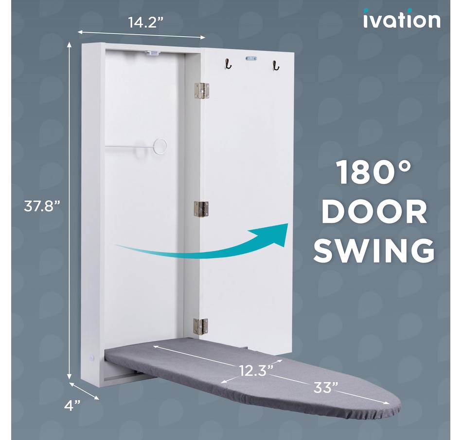 Image 878026_ALTMORE6.jpg, Product 878-026 / Price $265.99, Ivation Ironing Board, Wall Mounted Ironing Board Cabinet W/Farmhouse Door & Release Lever, White from Ivation on TSC.ca's Home & Garden department