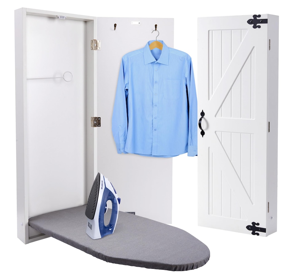 Image 878026_ST01.jpg, Product 878-026 / Price $265.99, Ivation Ironing Board, Wall Mounted Ironing Board Cabinet W/Farmhouse Door & Release Lever, White from Ivation on TSC.ca's Home & Garden department