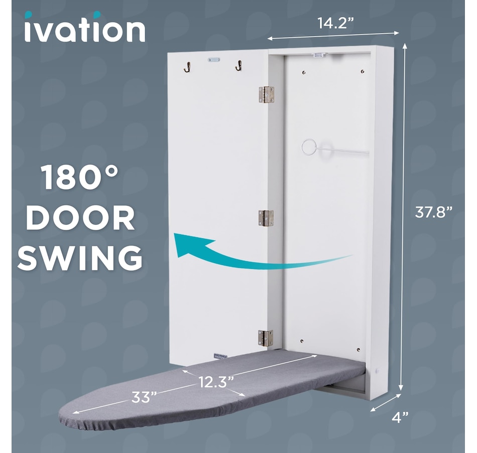 Image 878029_ALTMORE17.jpg, Product 878-029 / Price $159.99 - $229.99, Ivation Ironing Board, Wall Mounted Ironing Board Cabinet W/Right Side Door, Mirror & Lever, White from Ivation on TSC.ca's Home & Garden department