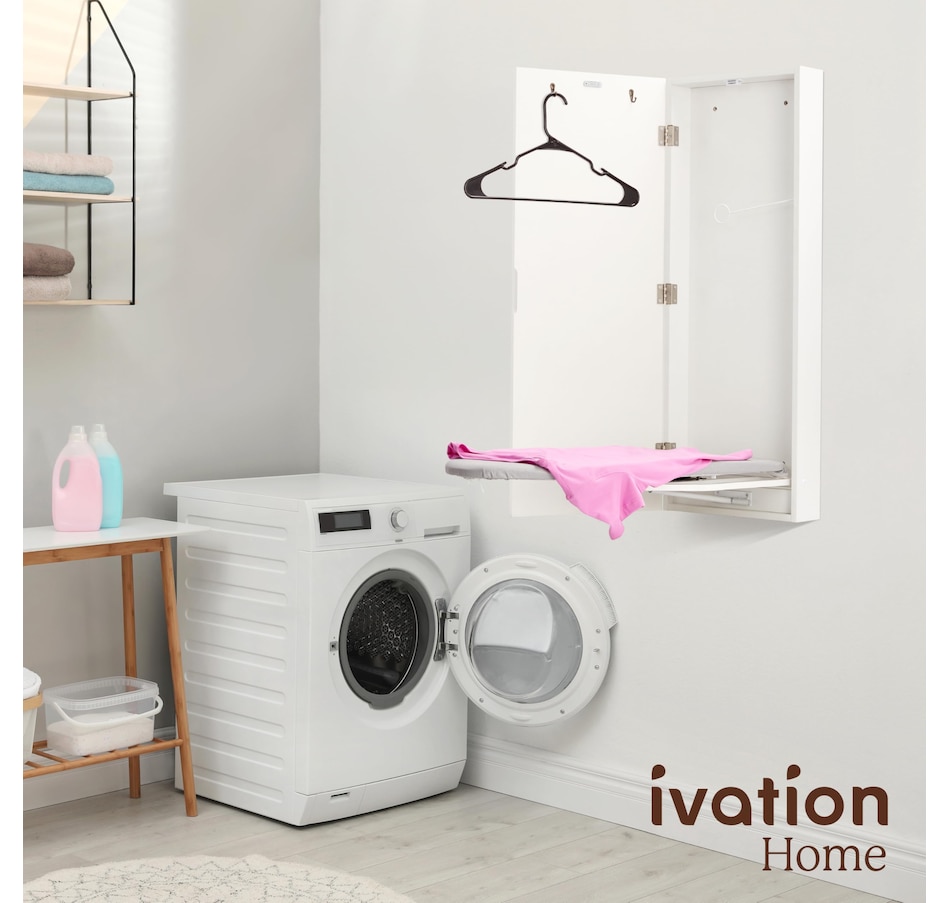 Image 878029_ALTMORE22.jpg, Product 878-029 / Price $159.99 - $229.99, Ivation Ironing Board, Wall Mounted Ironing Board Cabinet W/Right Side Door, Mirror & Lever, White from Ivation on TSC.ca's Home & Garden department