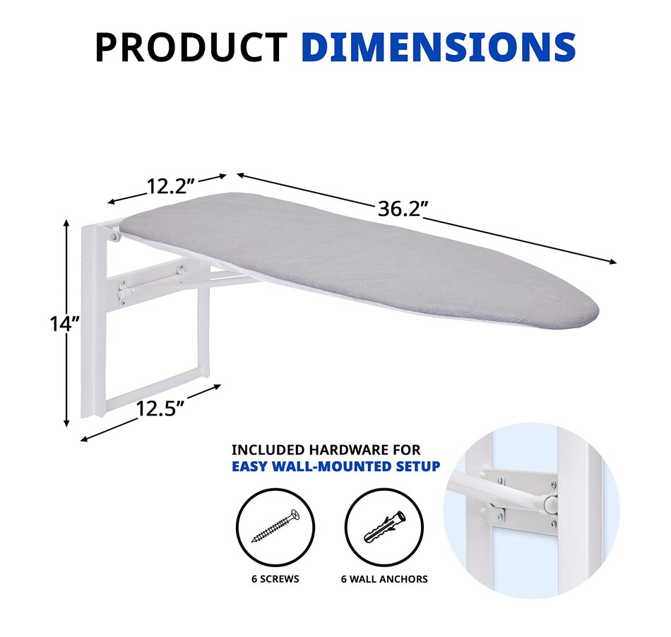 Image 878068_ALTMORE3.jpg, Product 878-068 / Price $109.99, Ivation Wall Mounted Ironing Board, 36.2” x 12.2” Fold Down Iron Board for Home, Apartment & More from Ivation on TSC.ca's Beauty department