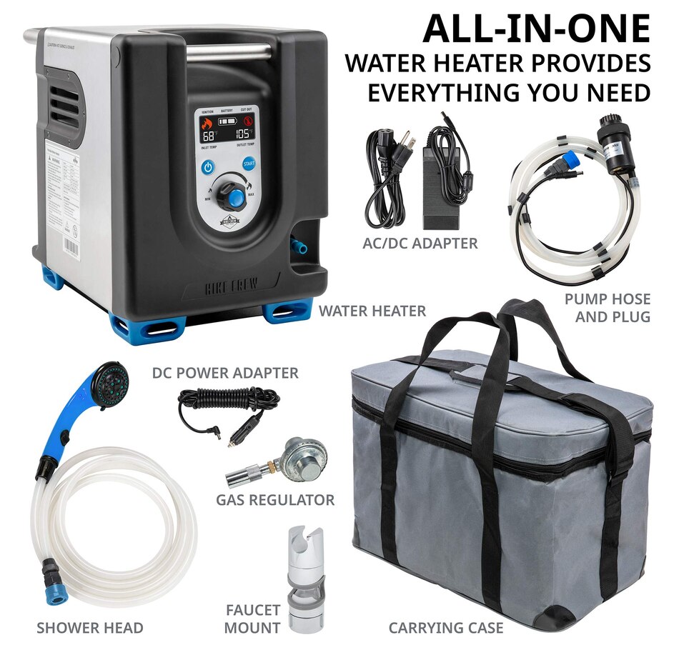 Image 878075_ALTMORE2.jpg, Product 878-075 / Price $549.99, Hike Crew Portable Propane Water Heater & Shower Pump with Built-In Battery, Safety Shutoff & Case from Hike Crew on TSC.ca's Health & Fitness department