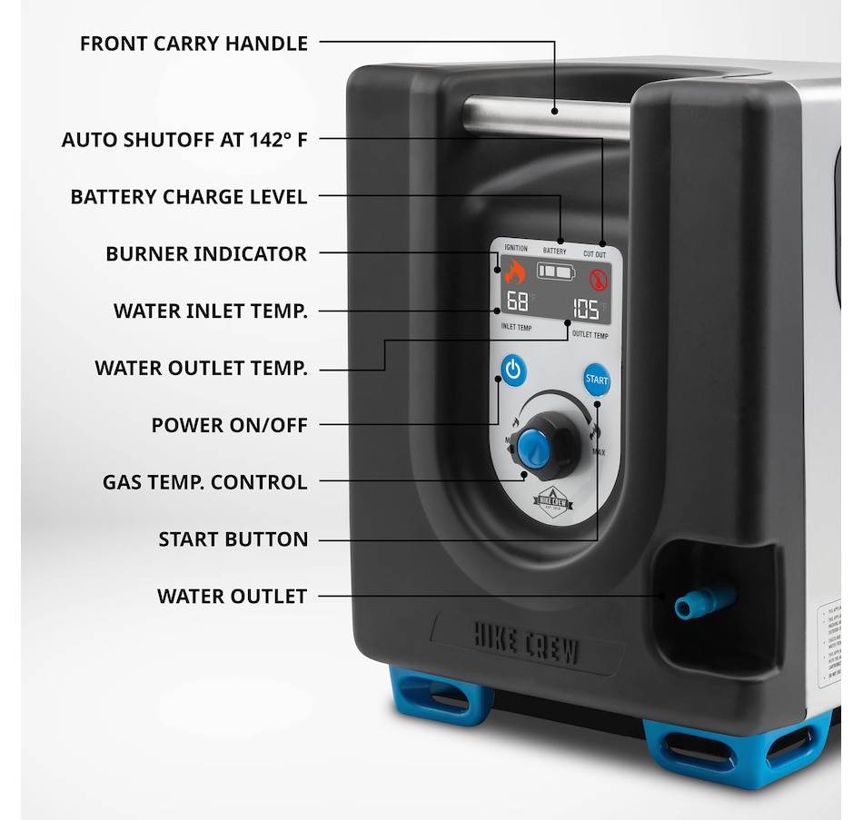 Image 878075_ALTMORE4.jpg, Product 878-075 / Price $549.99, Hike Crew Portable Propane Water Heater & Shower Pump with Built-In Battery, Safety Shutoff & Case from Hike Crew on TSC.ca's Health & Fitness department