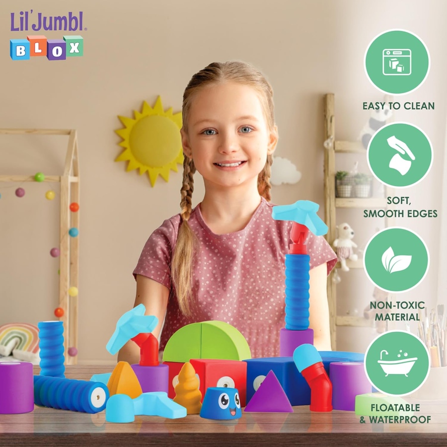 Image 878079_ALTMORE3.jpg, Product 878-079 / Price $99.99, Lil' Jumbl Blox 75-Piece Magnetic Building Blocks Play Set, Durable & Waterproof Toddler Toys 3-6 from Jumbl on TSC.ca's Home & Garden department