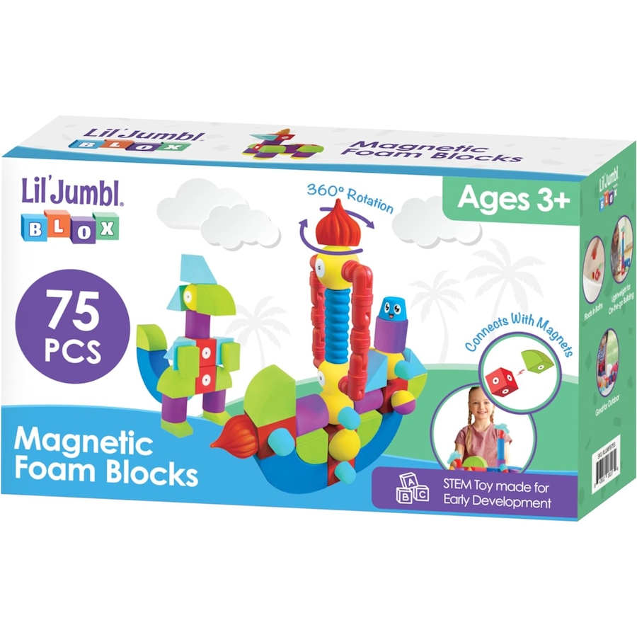 Image 878079_ST01.jpg, Product 878-079 / Price $99.99, Lil' Jumbl Blox 75-Piece Magnetic Building Blocks Play Set, Durable & Waterproof Toddler Toys 3-6 from Jumbl on TSC.ca's Home & Garden department