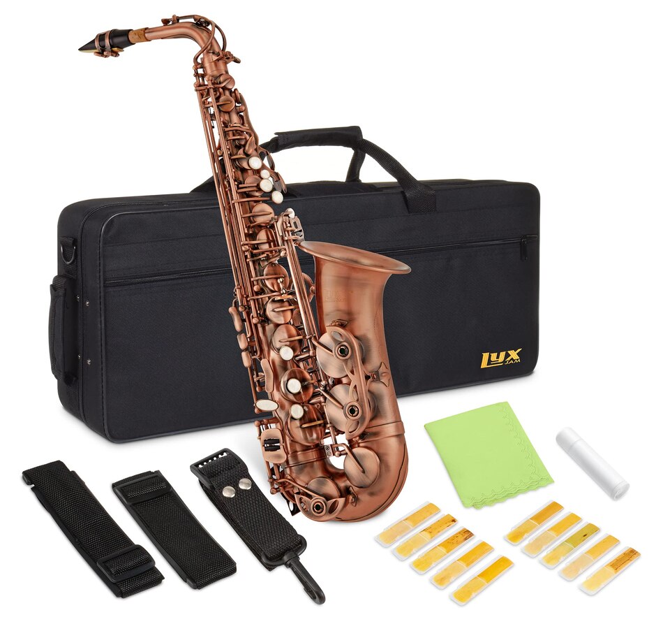LyxJam Alto Saxophone, E Flat Brass Alto Sax Beginners Kit, Gold Lacquer