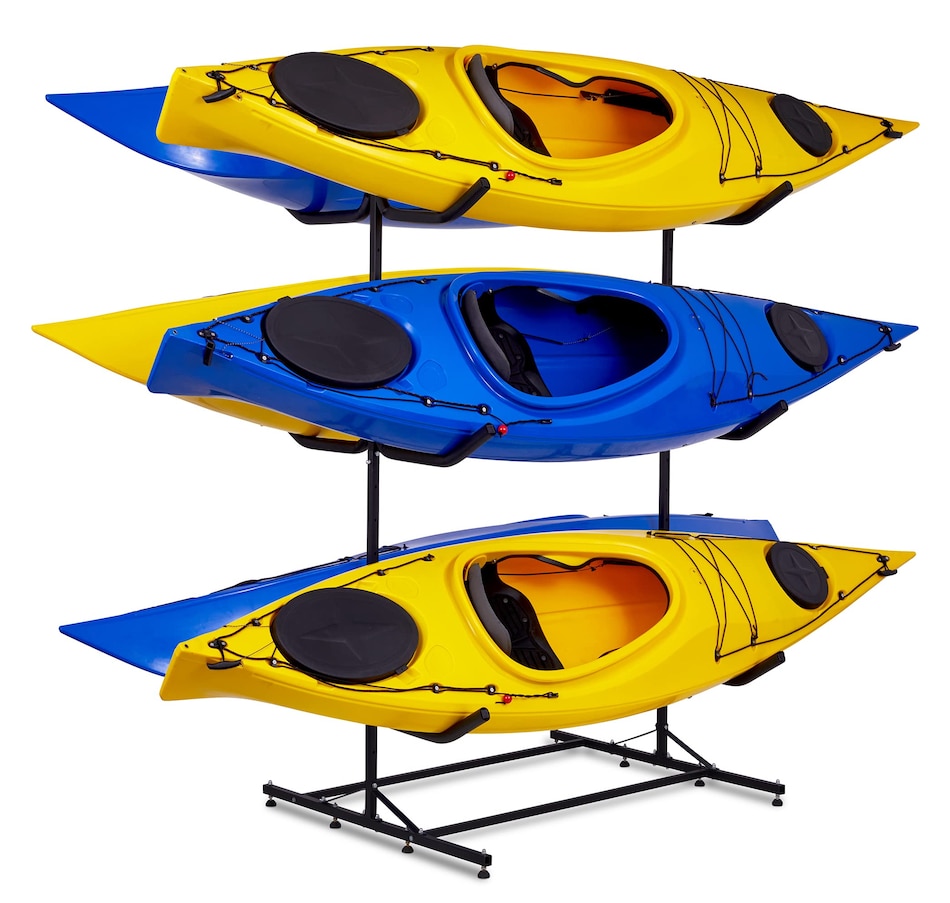 Image 878098.jpg, Product 878-098 / Price $489.99 - $599.99, RaxGo Freestanding 4 Kayak Rack, Heavy Duty Kayak Stand for Indoor, Outdoor, Garage, Shed, or Dock from Raxgo on TSC.ca's Health & Fitness department