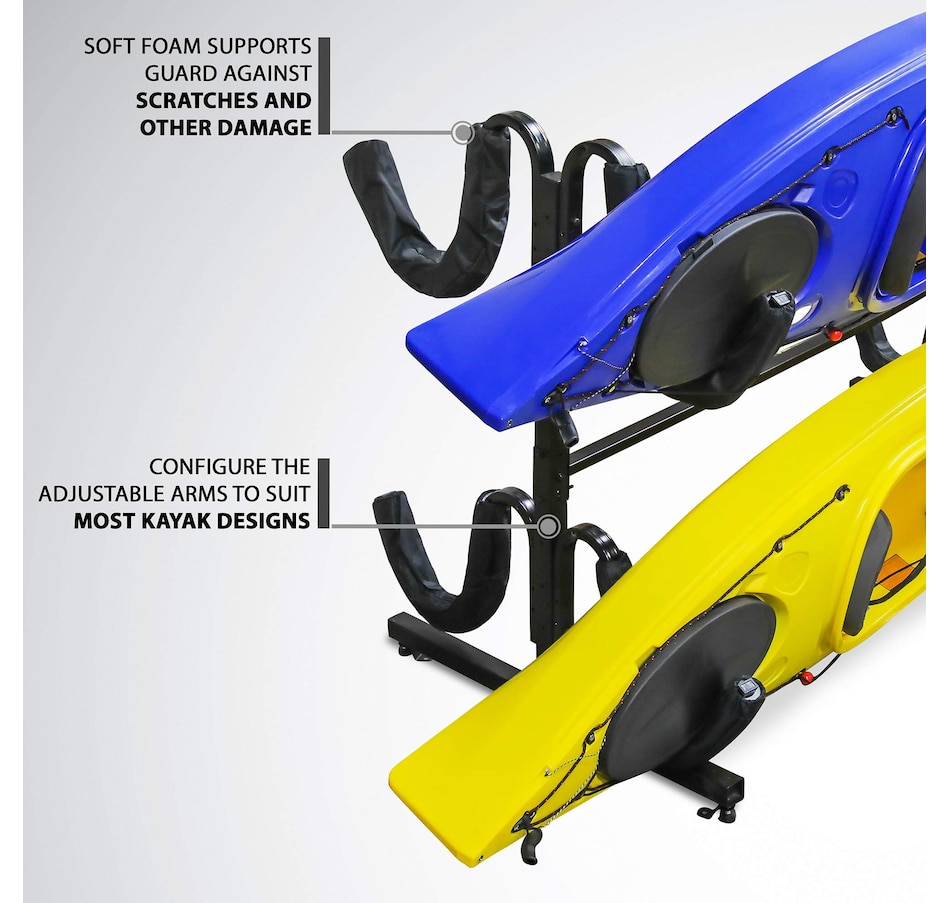 Image 878098_ALTMORE3.jpg, Product 878-098 / Price $489.99 - $599.99, RaxGo Freestanding 4 Kayak Rack, Heavy Duty Kayak Stand for Indoor, Outdoor, Garage, Shed, or Dock from Raxgo on TSC.ca's Health & Fitness department