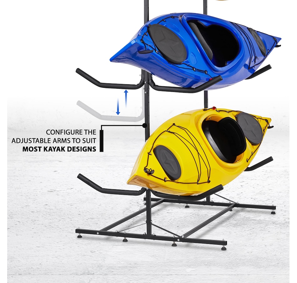 Image 878098_ALTMORE9.jpg, Product 878-098 / Price $489.99 - $599.99, RaxGo Freestanding 4 Kayak Rack, Heavy Duty Kayak Stand for Indoor, Outdoor, Garage, Shed, or Dock from Raxgo on TSC.ca's Health & Fitness department