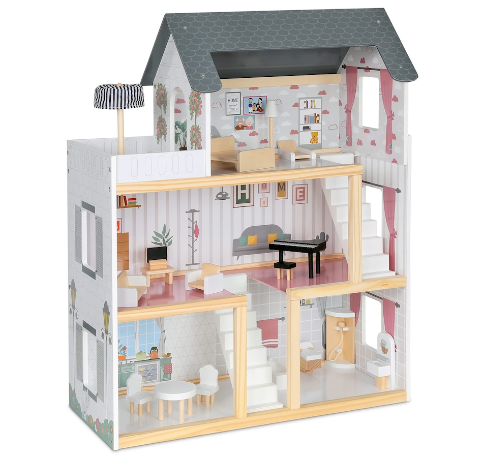 Image 878108_ALTMORE1.jpg, Product 878-108 / Price $199.99, Lil’ Jumbl Large Wooden Dollhouse, 3 Story Doll House with Furniture, Stairs & Accessories from Jumbl on TSC.ca's Toys & Hobbies department