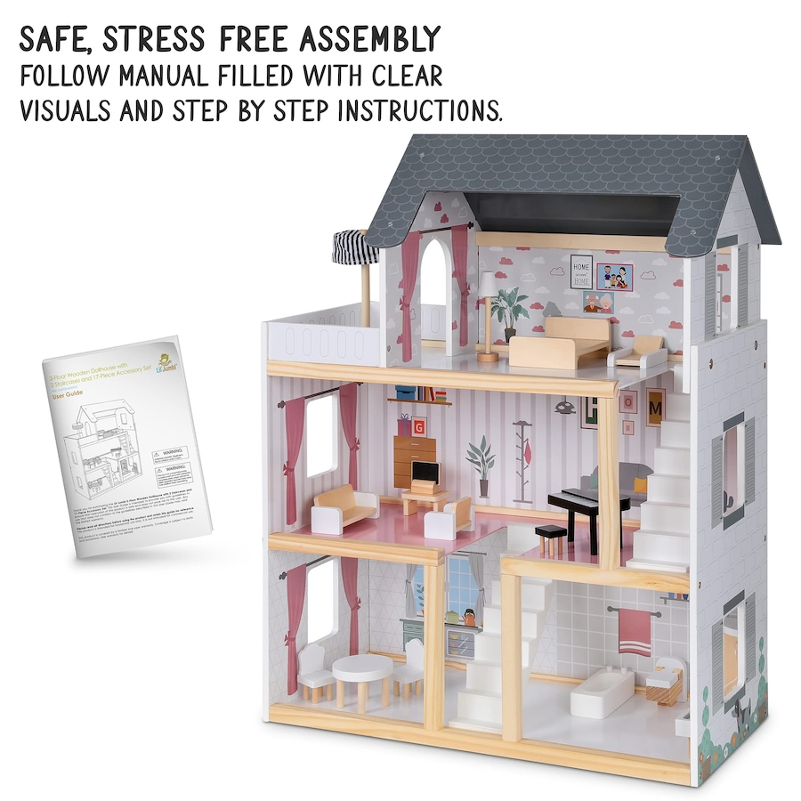 Image 878108_ALTMORE5.jpg, Product 878-108 / Price $199.99, Lil’ Jumbl Large Wooden Dollhouse, 3 Story Doll House with Furniture, Stairs & Accessories from Jumbl on TSC.ca's Toys & Hobbies department