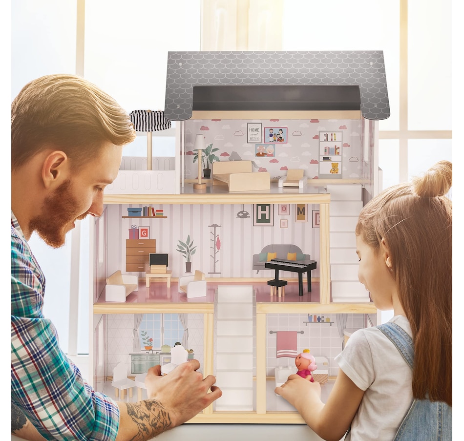 Image 878108_ALTMORE7.jpg, Product 878-108 / Price $199.99, Lil’ Jumbl Large Wooden Dollhouse, 3 Story Doll House with Furniture, Stairs & Accessories from Jumbl on TSC.ca's Toys & Hobbies department