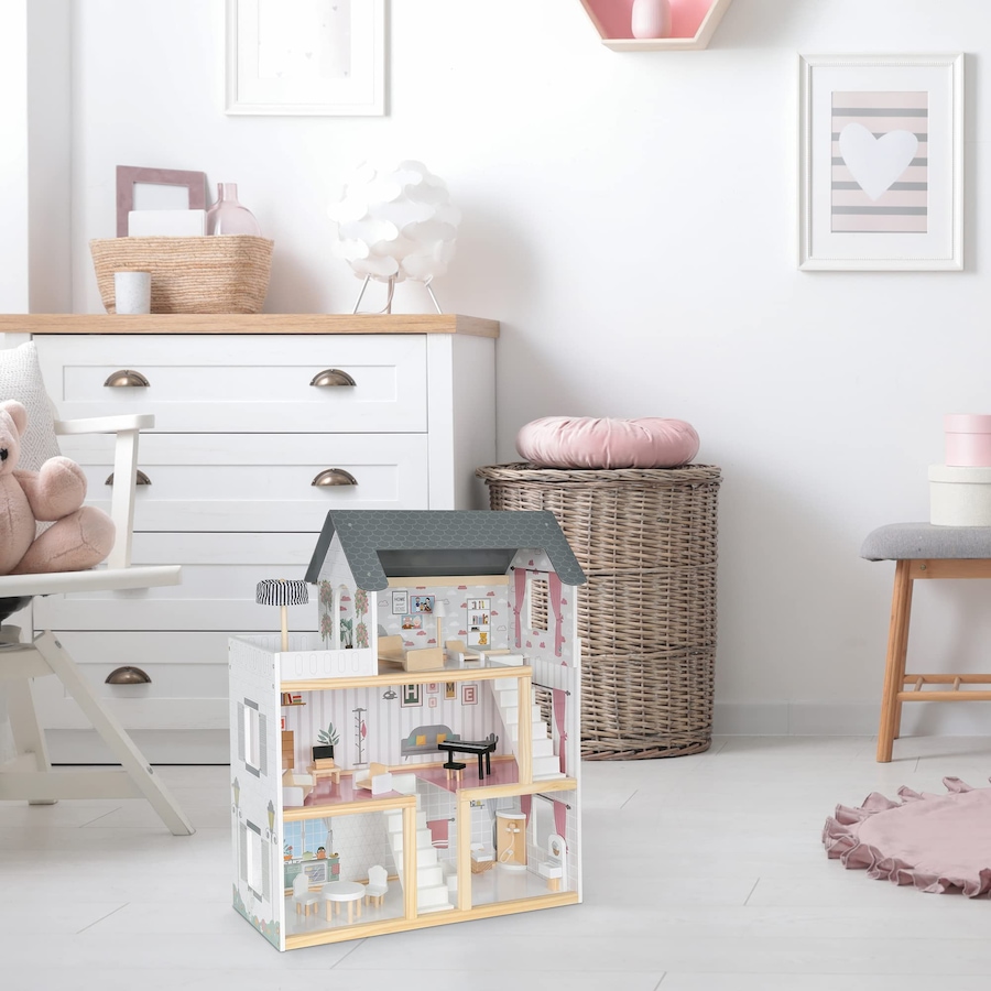 Image 878108_ALTMORE8.jpg, Product 878-108 / Price $199.99, Lil’ Jumbl Large Wooden Dollhouse, 3 Story Doll House with Furniture, Stairs & Accessories from Jumbl on TSC.ca's Toys & Hobbies department