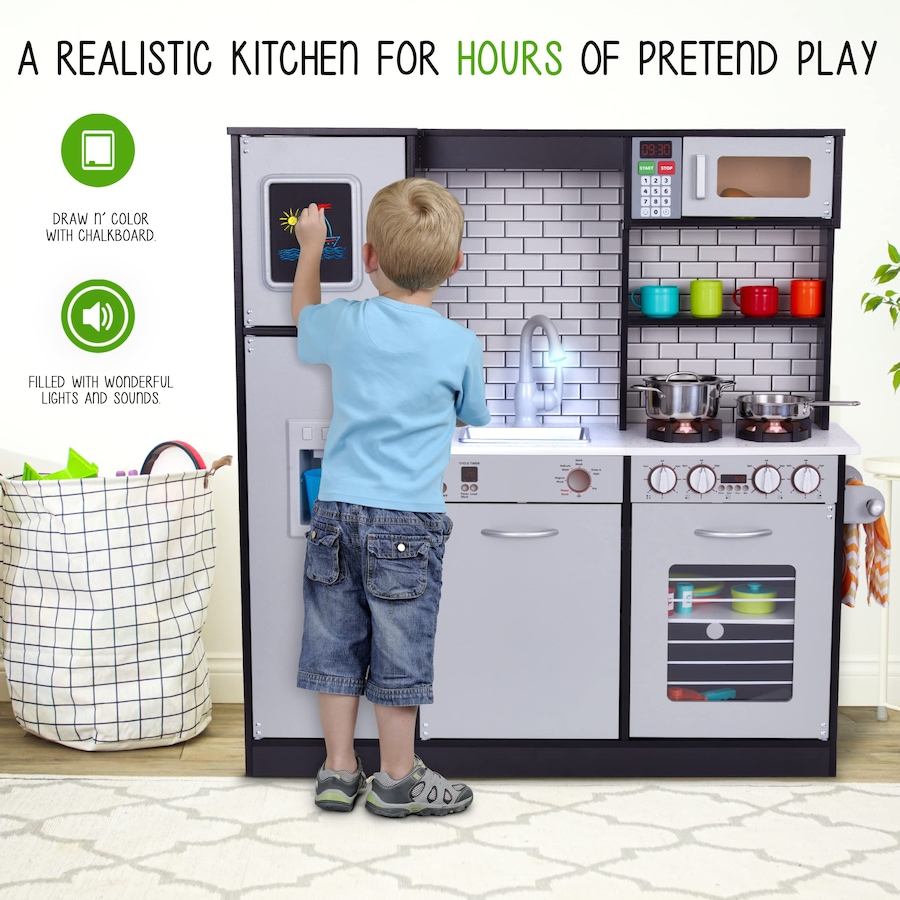 Image 878126_ALTMORE6.jpg, Product 878-126 / Price $350.00, Lil' Jumbl Premium Kids Kitchen Set, Wooden Pretend Play Kitchen W/Sounds & Accessories - Charcoal from Jumbl on TSC.ca's Toys & Hobbies department