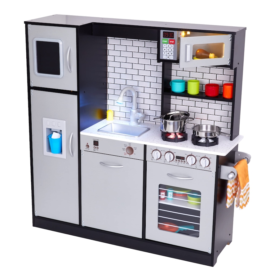 Image 878126_ST01.jpg, Product 878-126 / Price $350.00, Lil' Jumbl Premium Kids Kitchen Set, Wooden Pretend Play Kitchen W/Sounds & Accessories - Charcoal from Jumbl on TSC.ca's Toys & Hobbies department