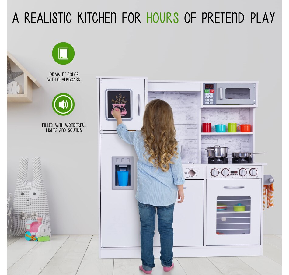Image 878127_ALTMORE6.jpg, Product 878-127 / Price $259.99, Lil' Jumbl Premium Kids Kitchen Set, Wooden Pretend Play Kitchen with Sounds & Accessories - White from Jumbl on TSC.ca's Toys & Hobbies department