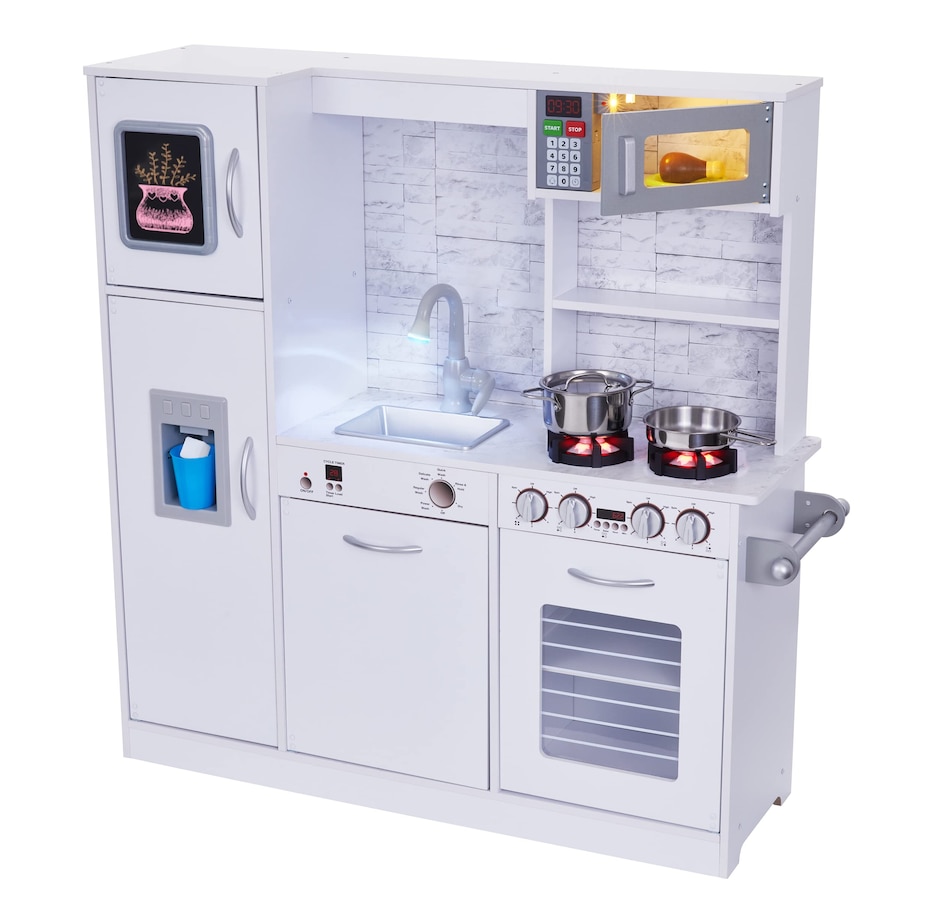 Image 878127_ST01.jpg, Product 878-127 / Price $259.99, Lil' Jumbl Premium Kids Kitchen Set, Wooden Pretend Play Kitchen with Sounds & Accessories - White from Jumbl on TSC.ca's Toys & Hobbies department
