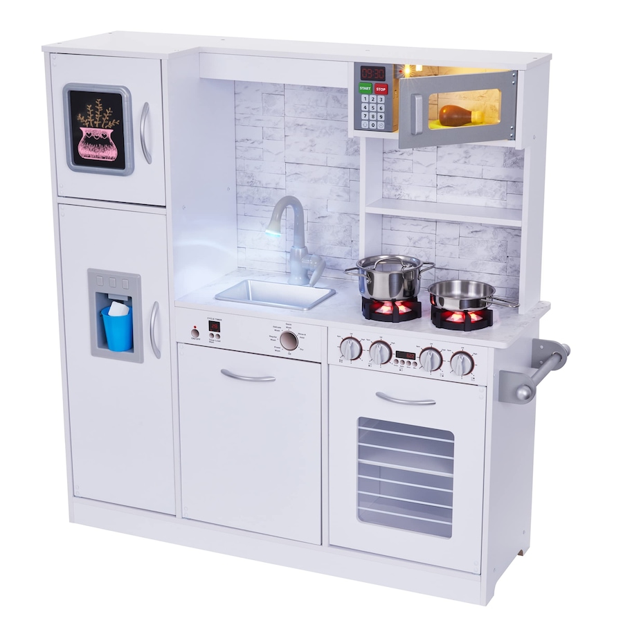 Image 878127_ST01.jpg, Product 878-127 / Price $259.99, Lil' Jumbl Premium Kids Kitchen Set, Wooden Pretend Play Kitchen with Sounds & Accessories - White from Jumbl on TSC.ca's Toys & Hobbies department