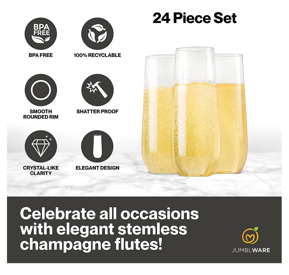 Image 878129_ALTMORE1.jpg, Product 878-129 / Price $62.99, JumblWare 24 Stemless Disposable Plastic Champagne Flutes (9-oz.), Clear from JumblWare on TSC.ca's Kitchen department