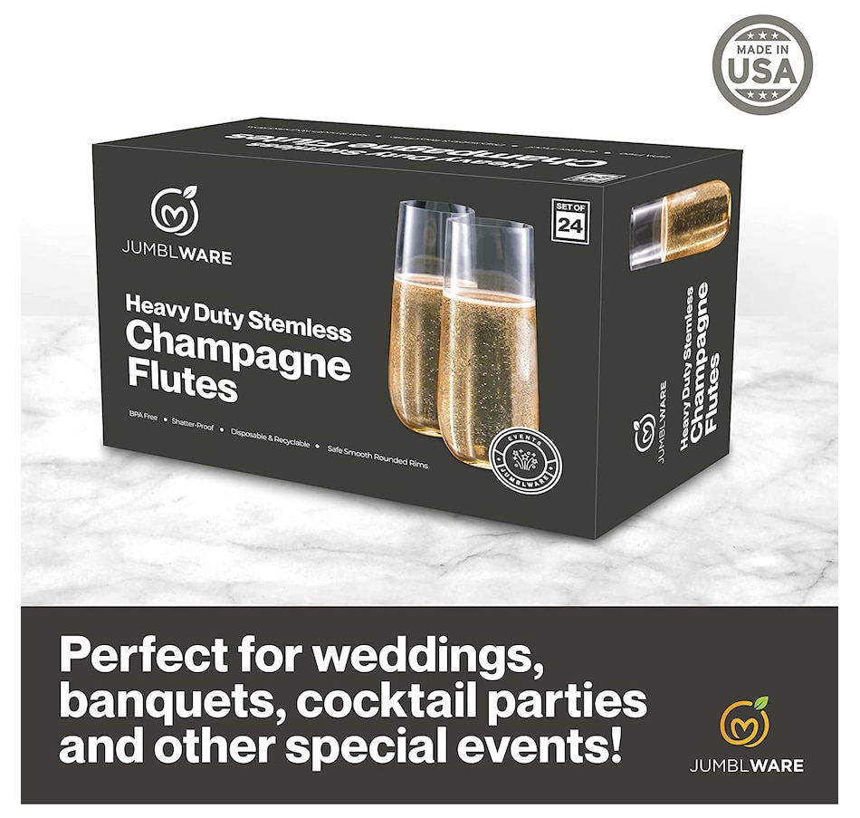 Image 878129_ALTMORE2.jpg, Product 878-129 / Price $62.99, JumblWare 24 Stemless Disposable Plastic Champagne Flutes (9-oz.), Clear from JumblWare on TSC.ca's Kitchen department
