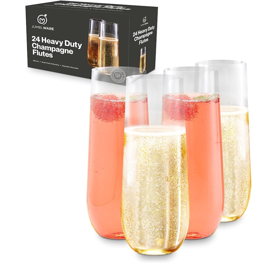 Image 878129_ST01.jpg, Product 878-129 / Price $62.99, JumblWare 24 Stemless Disposable Plastic Champagne Flutes (9-oz.), Clear from JumblWare on TSC.ca's Kitchen department
