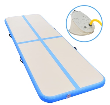 Inflatable gymnastics mat with pump 800x100x10cm PVC Blue