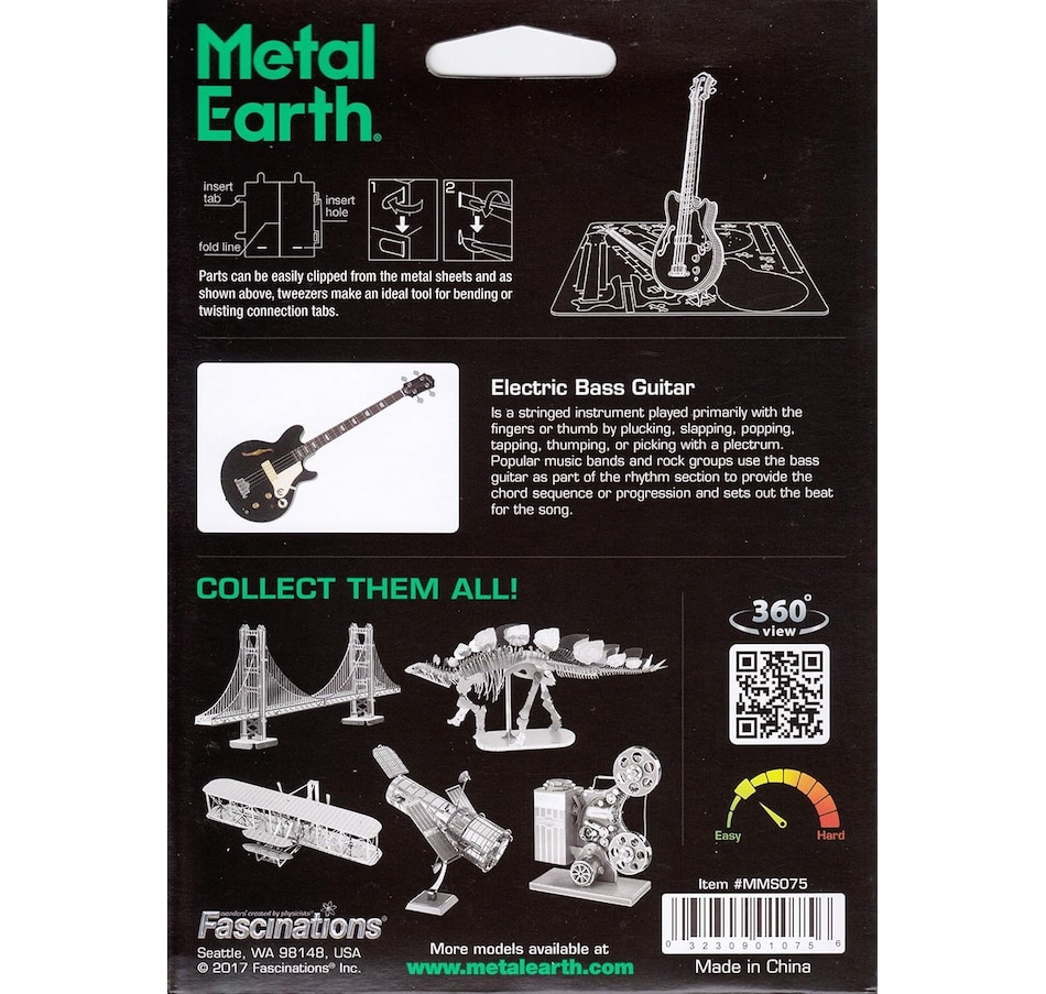 Image 879455_ALTMORE6.jpg, Product 879-455 / Price $16.99, Metal Earth Electric Bass Guitar 3D Metal Model Kit Fascinations from Tradeopia on TSC.ca's Toys & Hobbies department