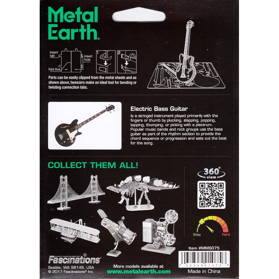 Image 879455_ALTMORE6.jpg, Product 879-455 / Price $14.99, Metal Earth Electric Bass Guitar 3D Metal Model Kit Fascinations from Tradeopia on TSC.ca's Toys & Hobbies department