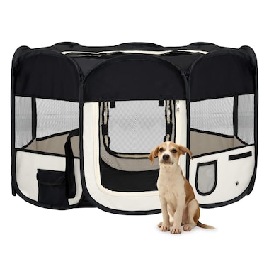 Foldable dog park with carrying bag Black 125x125x61cm