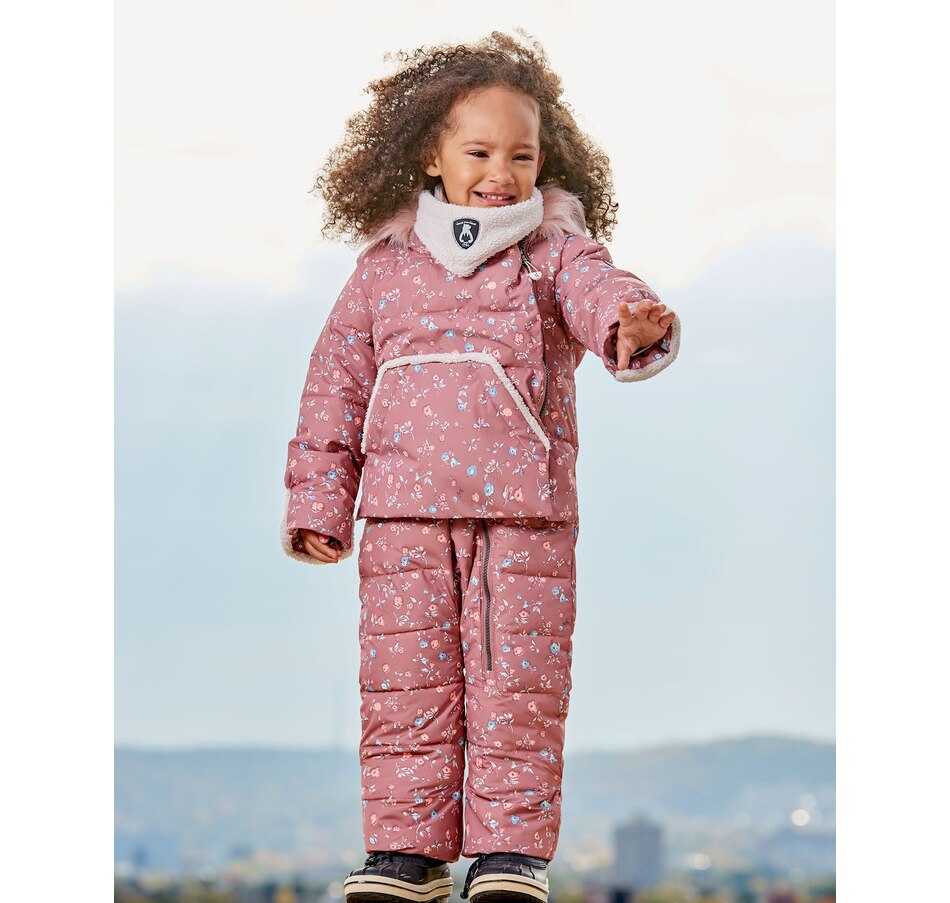 One Piece Baby Hooded Snowsuit Printed Vintage Flowers Designed For Car Seat