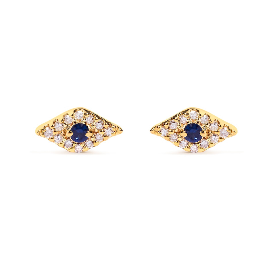 Image 881008.jpg, Product 881-008 / Price $2,228.00, 10K Yellow Gold Blue Sapphire and Diamond Accent Evil Eye Stud Earring (H-I Color, I1-I2 Clarity) from Haus of Brilliance on TSC.ca's Jewellery department