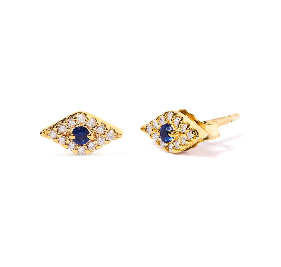Image 881008_ALTMORE1.jpg, Product 881-008 / Price $2,228.00, 10K Yellow Gold Blue Sapphire and Diamond Accent Evil Eye Stud Earring (H-I Color, I1-I2 Clarity) from Haus of Brilliance on TSC.ca's Jewellery department